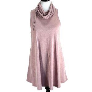 Coin 1804 Funnel Neck Tunic Top Womens Size M Solid Pink Sleeveless Pockets